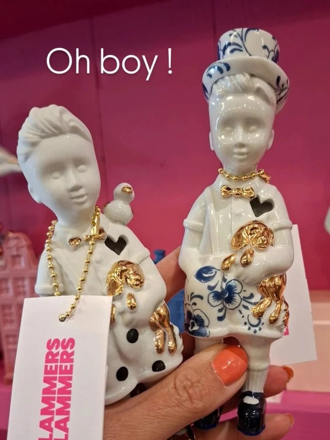 Kleine Jongen hoge hoed delftsblauw Lammers en Lammers