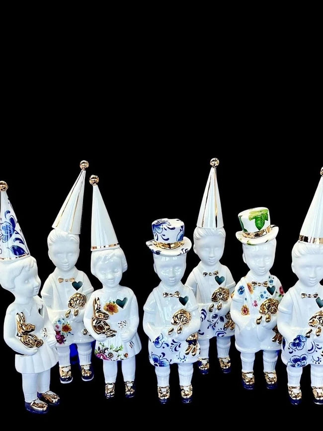 Kleine Jongen hoge hoed delftsblauw Lammers en Lammers