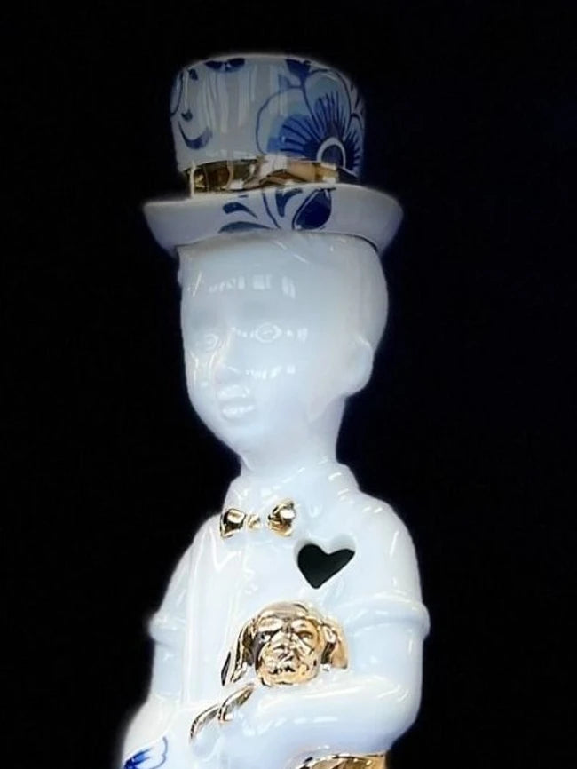 Kleine Jongen hoge hoed delftsblauw Lammers en Lammers