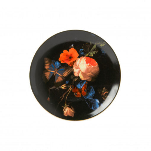 Wandbord Heinen Delfts Blauw ” Stillevens met Vlinders”