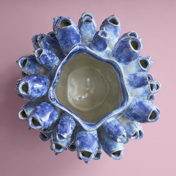 Vaas met school vissen, blauw