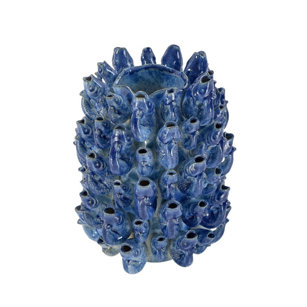 Vaas met school vissen, blauw