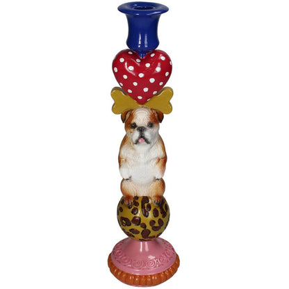 Kandelaar Hond Polyresin Multi 10x10x36cm